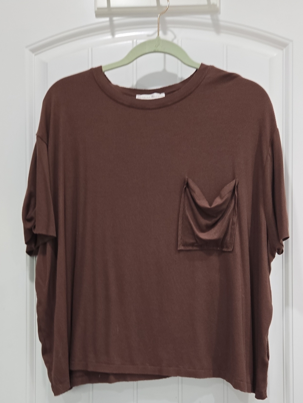 Zenana Scheana Brown Ribbed Top